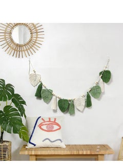 Antikiano Boho Decorative Macrame Wall Hanging, Woven Leaves Tapestry, Chic Tapestry, Fringe Garland for Bedroom, Living Room, Children's Room (Green)  - Image 4