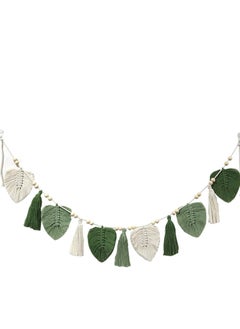 Antikiano Boho Decorative Macrame Wall Hanging, Woven Leaves Tapestry, Chic Tapestry, Fringe Garland for Bedroom, Living Room, Children's Room (Green)  - Image 1