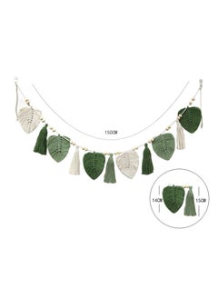 Antikiano Boho Decorative Macrame Wall Hanging, Woven Leaves Tapestry, Chic Tapestry, Fringe Garland for Bedroom, Living Room, Children's Room (Green)  - Image 2