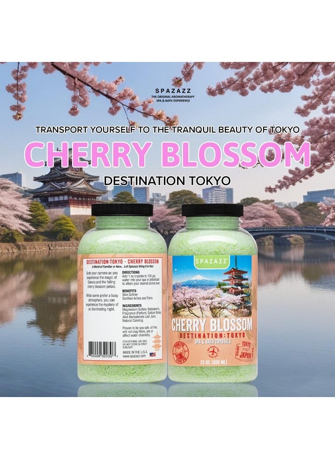 سبازاز بلورات أملاح الاستحمام والعلاج بالروائح العطرية - زهر الكرز - مجموعة Tokyo Destinations - روائح للاسترخاء في المنتجعات الصحية وأحواض الاستحمام - منقوع المغنيسيوم المعدني لتنعيم البشرة من Spazazz - 22 أونصة  - Image 3