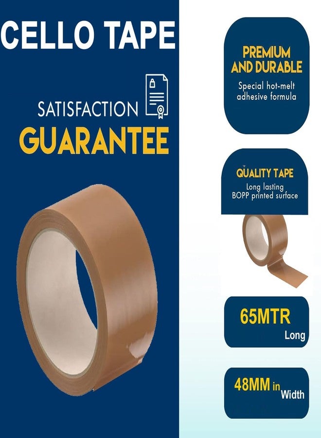 Beflix® Self Adhesive Brown Cello Tape - 65 Meters in Length - 48mm / 2" Width - 3 Rolls Per Pack - BOPP Industrial Packaging Tape for E-Commerce Box Packing, Office and Home use - Image 3