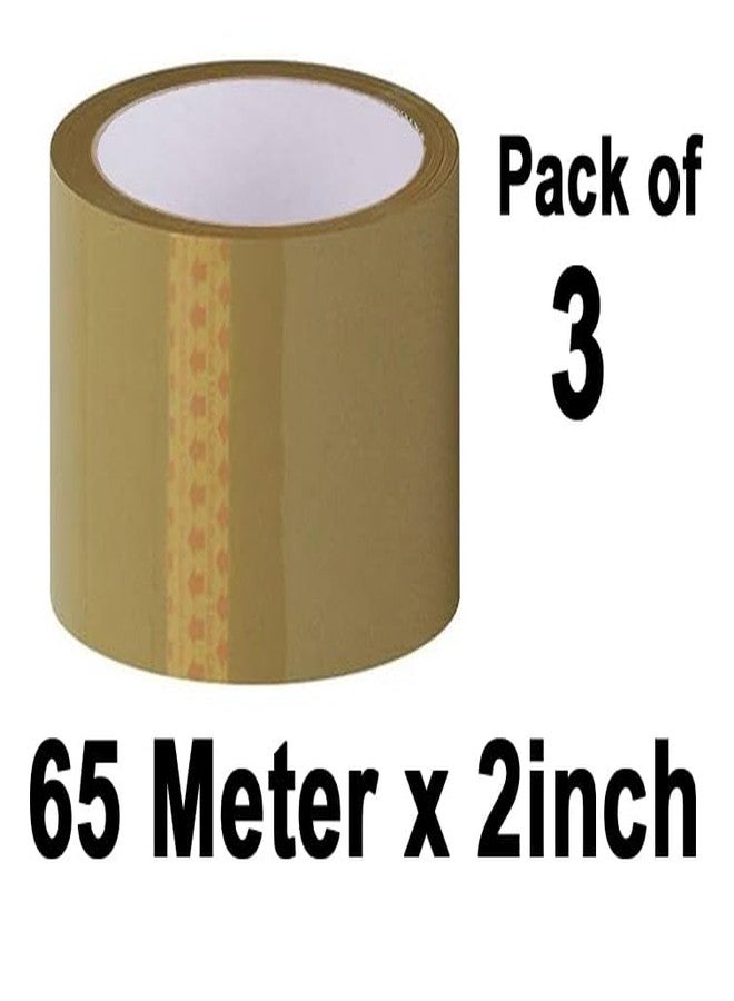 Beflix® Self Adhesive Brown Cello Tape - 65 Meters in Length - 48mm / 2" Width - 3 Rolls Per Pack - BOPP Industrial Packaging Tape for E-Commerce Box Packing, Office and Home use - Image 2