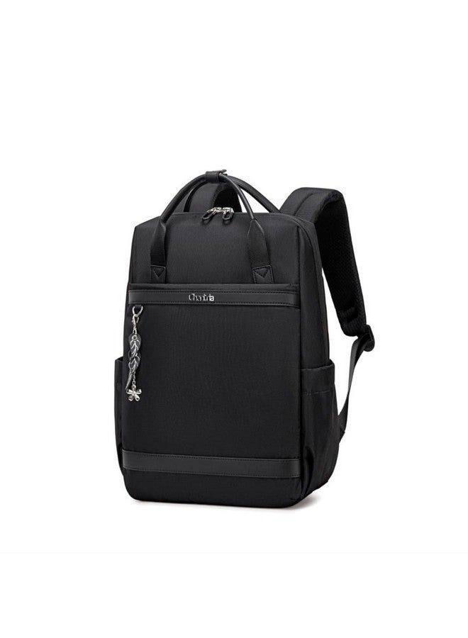 Chantria حقيبة ظهر شانتريا النسائية الأنيقة لحاسوب 14 بوصة 13 لتر متعددة الجيوب مقاومة للماء مع مقبض علوي وحزام أمتعة، حقيبة نسائية للمكتب والكاجوال والجامعة، سوداء - Image 1