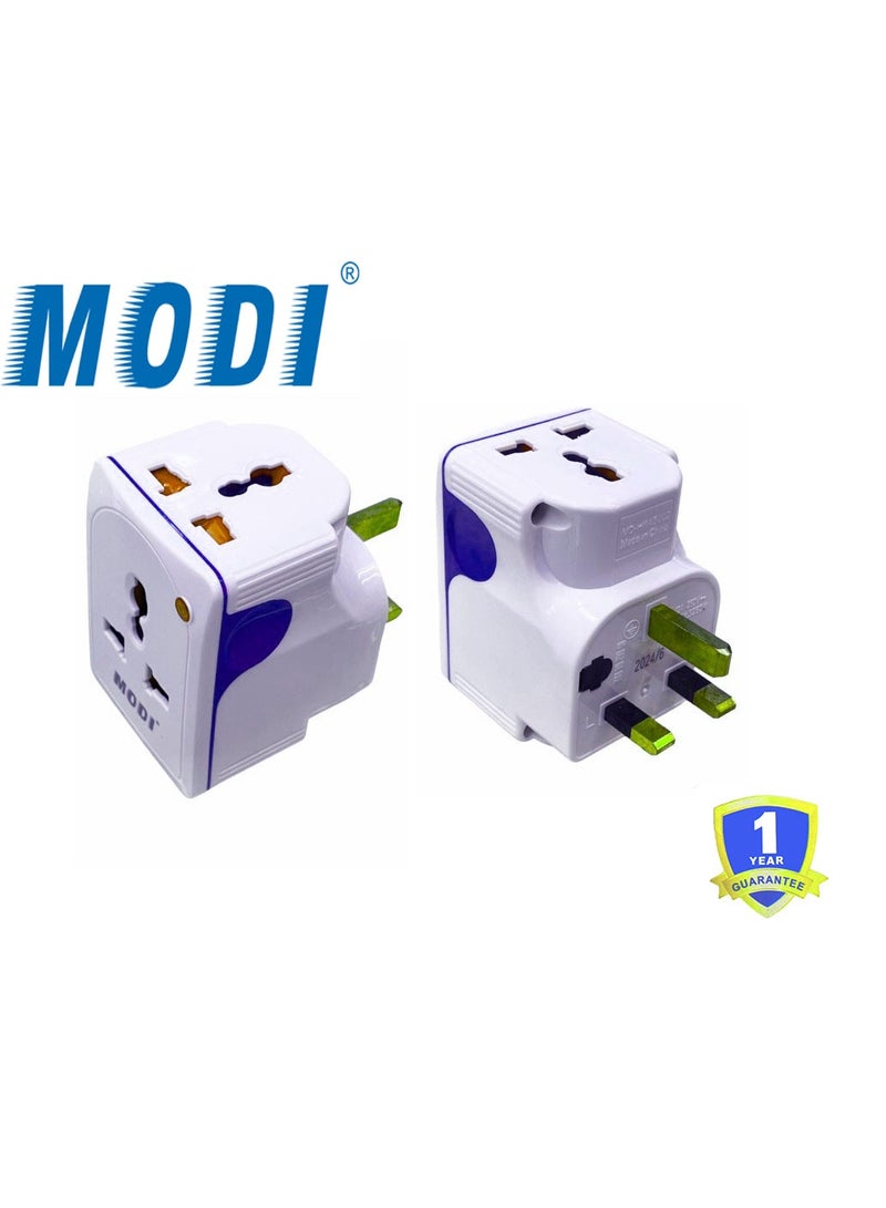 MODI Multi-use 3-way socket adapter, multi-port socket, high safety and practical design, fits all devices with 13 amp indicator light, ideal for homes, offices and shops - Image 3
