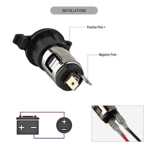 ZHSMS Cigarette Lighter Socket, DC 12V Car Cigarette Lighter,12 Volt Female Power Outlet Socket Replacement with Cover Wiring Harness Waterproof for Automotive Truck RV Boat(2 Pack) - Image 4