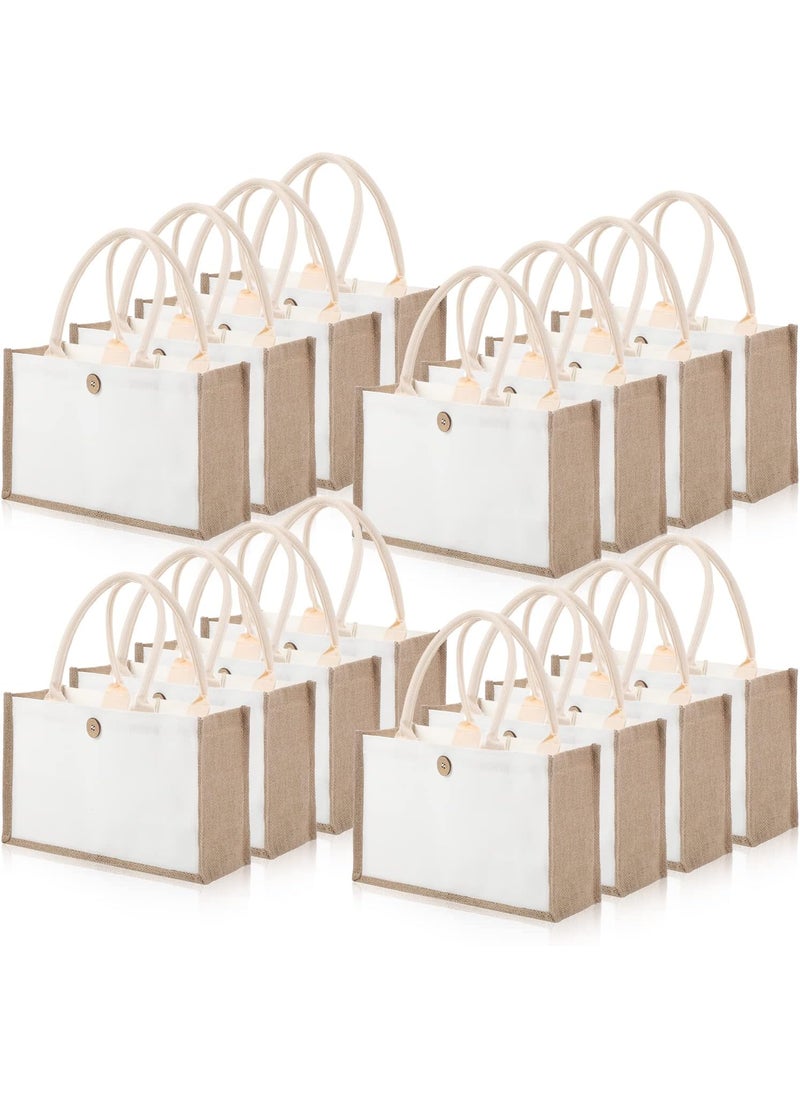Reginary 16 Pieces Jute Burlap Totes Bulk Jute Tote Bags Reusable Blank Burlap Shopping Bags with Handles for Bridesmaid Wedding Bachelorette Party Travel Beach DIY 126 x 51 x 83 Inches As Shown  - Image 1
