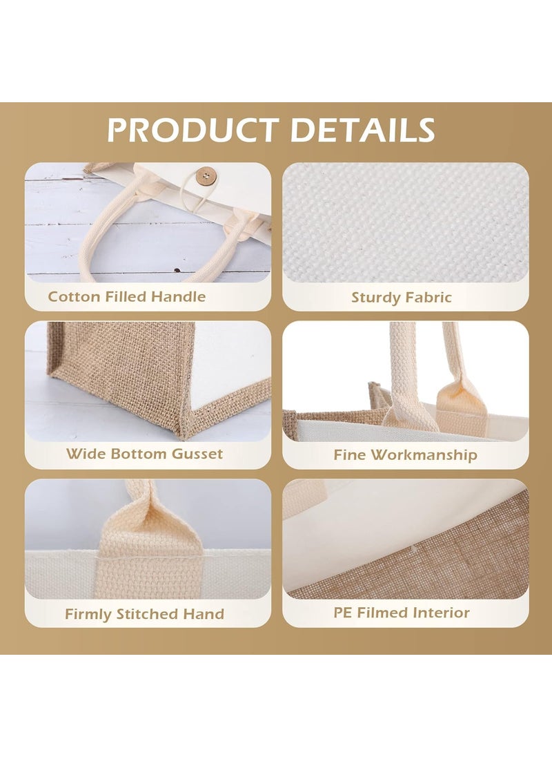 Reginary 16 Pieces Jute Burlap Totes Bulk Jute Tote Bags Reusable Blank Burlap Shopping Bags with Handles for Bridesmaid Wedding Bachelorette Party Travel Beach DIY 126 x 51 x 83 Inches As Shown  - Image 3