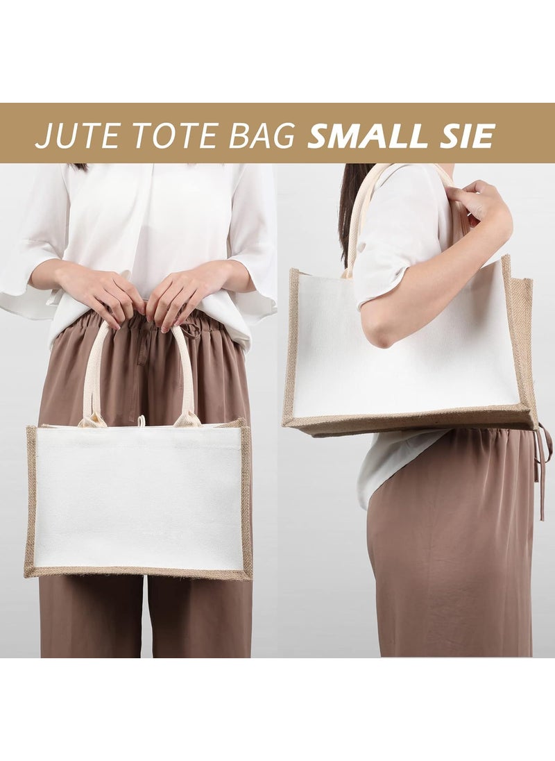 Reginary 16 Pieces Jute Burlap Totes Bulk Jute Tote Bags Reusable Blank Burlap Shopping Bags with Handles for Bridesmaid Wedding Bachelorette Party Travel Beach DIY 126 x 51 x 83 Inches As Shown  - Image 4
