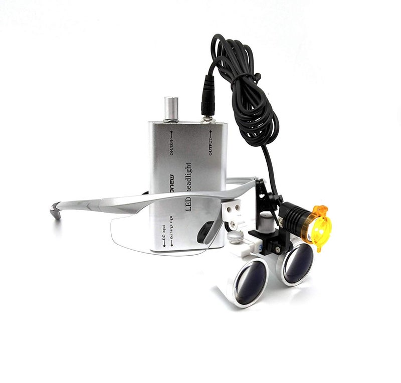 EAST Brand 3.5X 420mm Working Distance Optical Glass Surgical Binocular Loupes and LED Head Light Lamp with Filter Aluminum Box Style (Silver) - Image 3