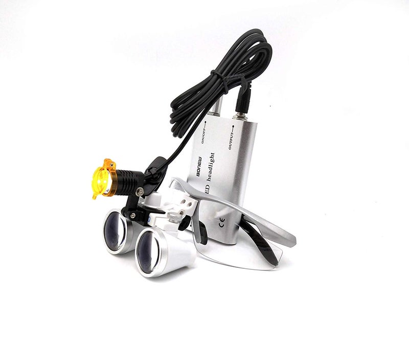 EAST Brand 3.5X 420mm Working Distance Optical Glass Surgical Binocular Loupes and LED Head Light Lamp with Filter Aluminum Box Style (Silver) - Image 4
