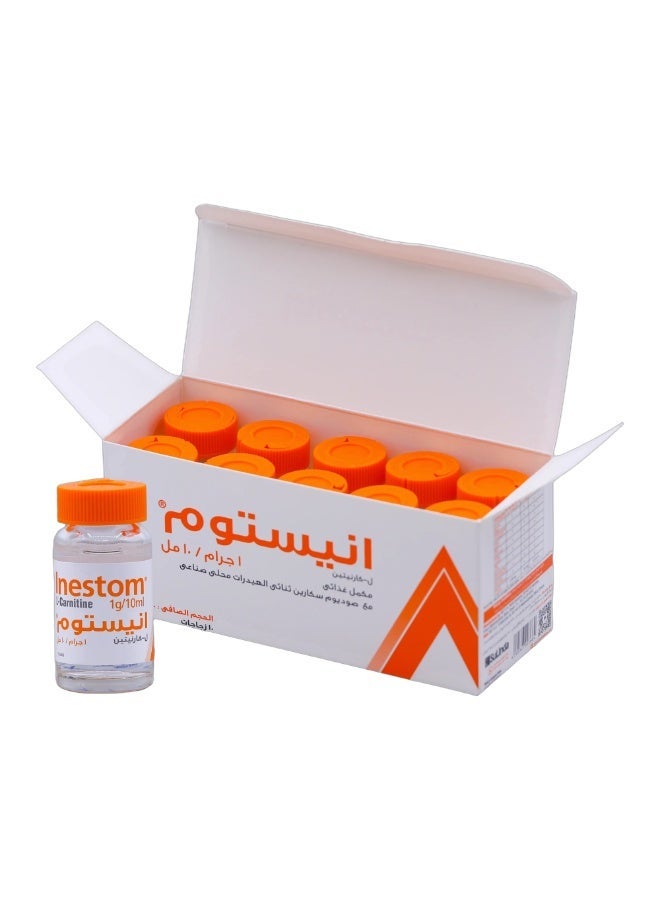 Sulinda Inestom L-Carnitine 1000 mg/10 ml Drinkable Supplement | Energy & Fat Metabolism Support | 10 Bottles - Image 2