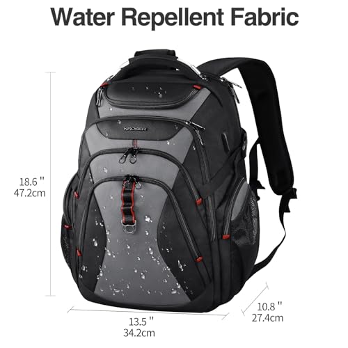 KROSER Travel Laptop Backpack 173 Inch XL Computer Backpack with Hard Shell Saferoom RFID Pockets WaterRepellent Business College Daypack Stylish Bag for MenWomenBlack Grey - Image 3