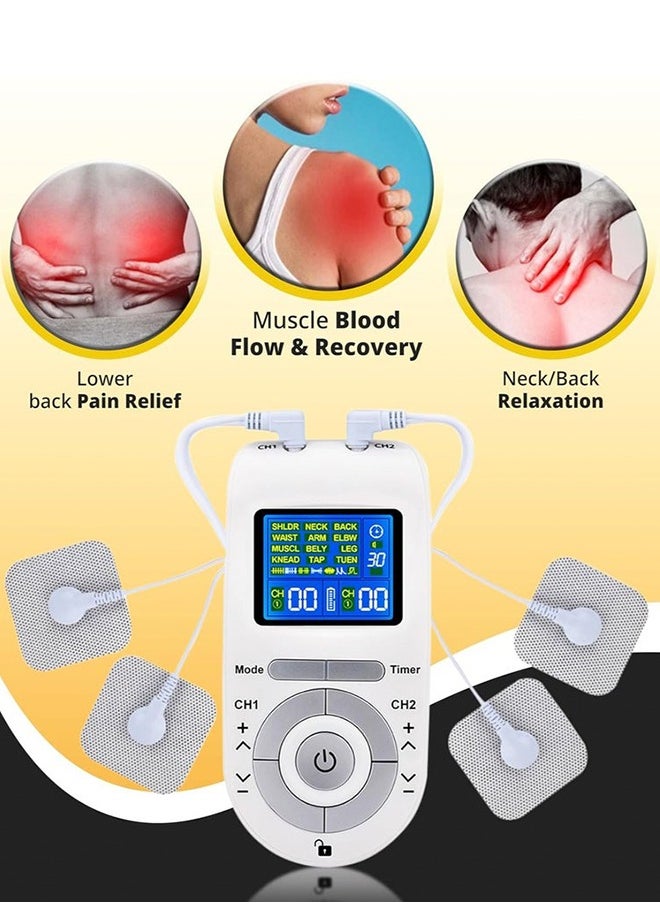 SUNDAREE Electric Massage Instrument Advanced TENS & EMS Muscle Stimulator - Pain Relief and Recovery System with 12 Modes, 40 Intensities - Dual Channel Rechargeable Electric Pulse Massager for Effective Pain Therapy  - Image 3
