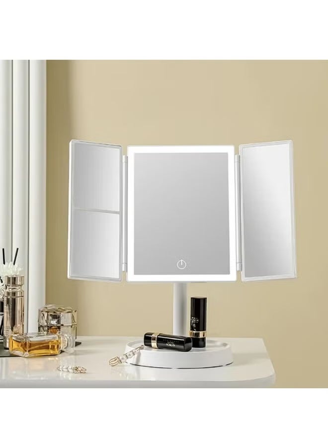 Wireless Foldable LED Makeup Mirror – 3-Tone Light, 2X/3X Magnification, 360° Adjustable, Rechargeable Portable Vanity Mirror - Image 1
