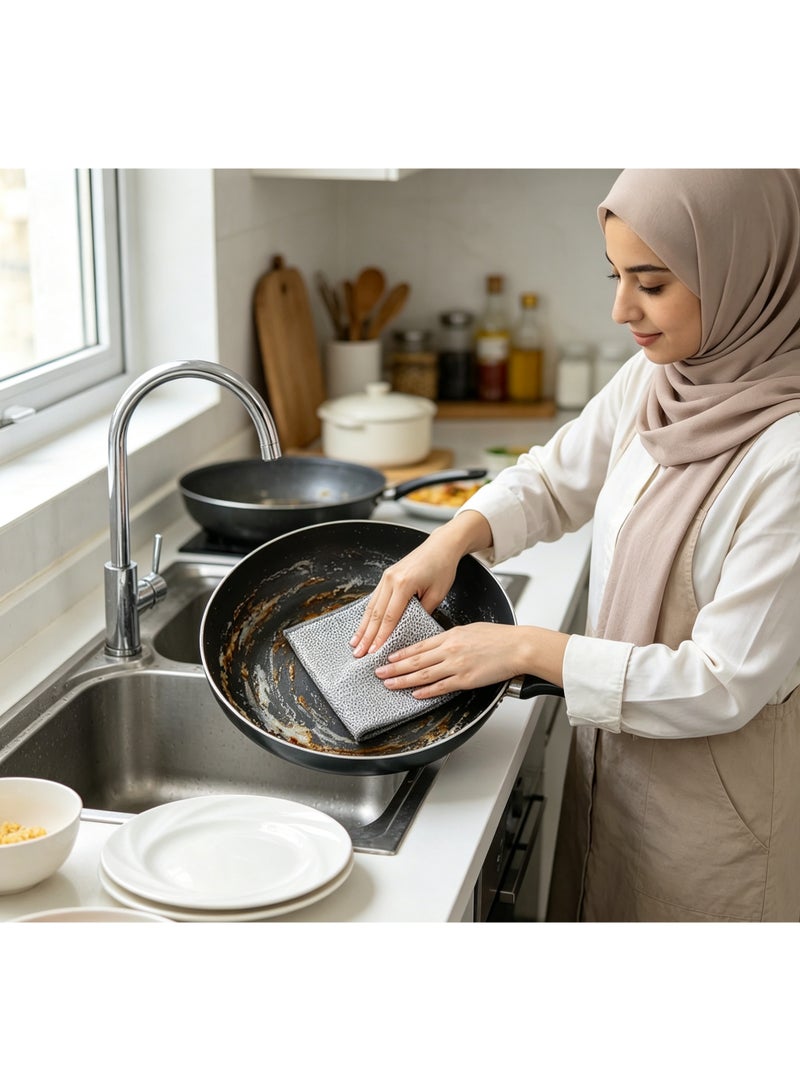 قماش تنظيف شبكي معدني لا يخدش، ممسحة مطبخ قابلة لإعادة الاستخدام لغسل الأطباق - Image 4