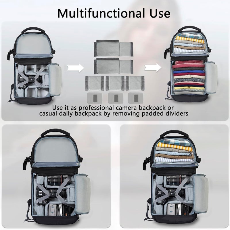 TORIBIO Camera Sling Bag Backpack,DSLR/SLR/Mirrorless Camera Bag with Tripod Holder & Removable Dividers,Small Crossbody Tactical Camera Bag Backpack for Canon/Nikon/Sony/Fuji/Gopro - Image 5
