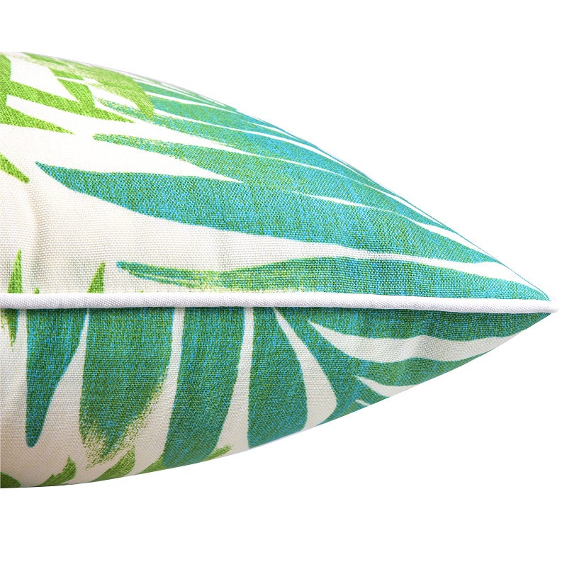 JMGBird Outdoor Pillows Set of 2 with Inserts - 12x20 Waterproof Throw Pillows for Patio Furniture, White Green Palm Leaf Decorative Cushions - Image 3