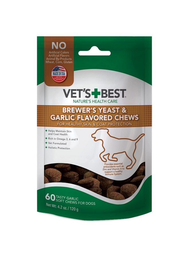 فيتس بيست علكات الخميرة والثوم من Vet's Best | حماية صحية لبشرة وفراء الكلاب | مُصممة بجرعات موصى بها من قبل الأطباء البيطريين | 60 قطعة - Image 1