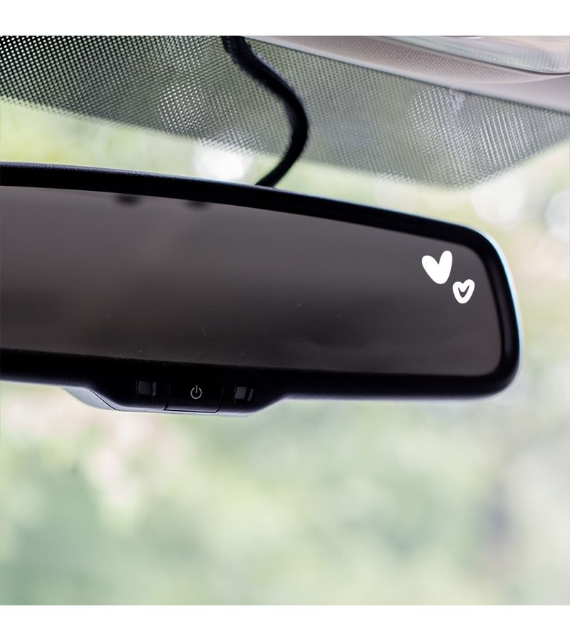 2 Cute Little Heart Stickers Glossy Vinyl Self Adhesive Car Mirror Decals Irregular Shape Single Use Aesthetic Heart Stickers Dreamy Theme Heart Pattern Black - Image 1