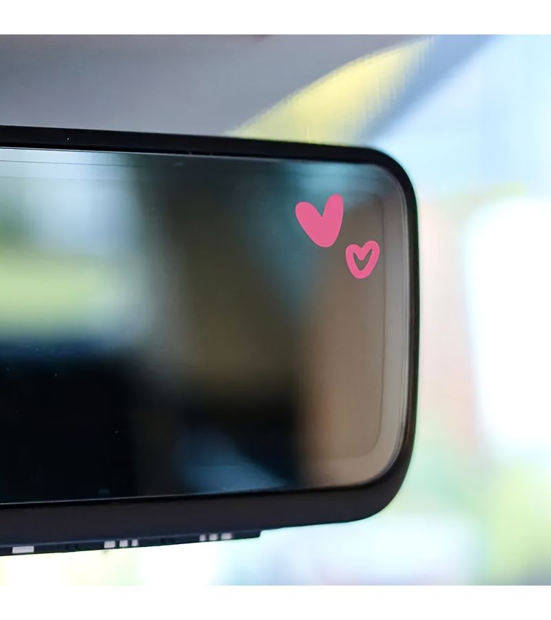 2 Cute Little Heart Stickers Glossy Vinyl Self Adhesive Car Mirror Decals Irregular Shape Single Use Aesthetic Heart Stickers Dreamy Theme Heart Pattern Black - Image 3