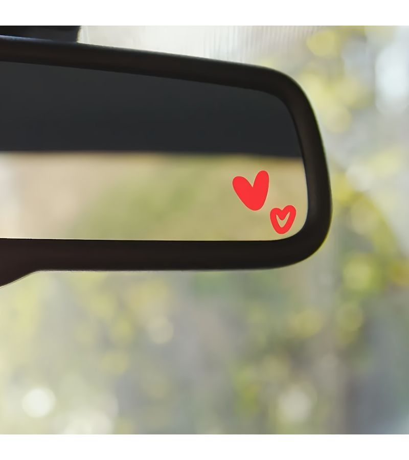 2 Cute Little Heart Stickers Glossy Vinyl Self Adhesive Car Mirror Decals Irregular Shape Single Use Aesthetic Heart Stickers Dreamy Theme Heart Pattern Black - Image 2