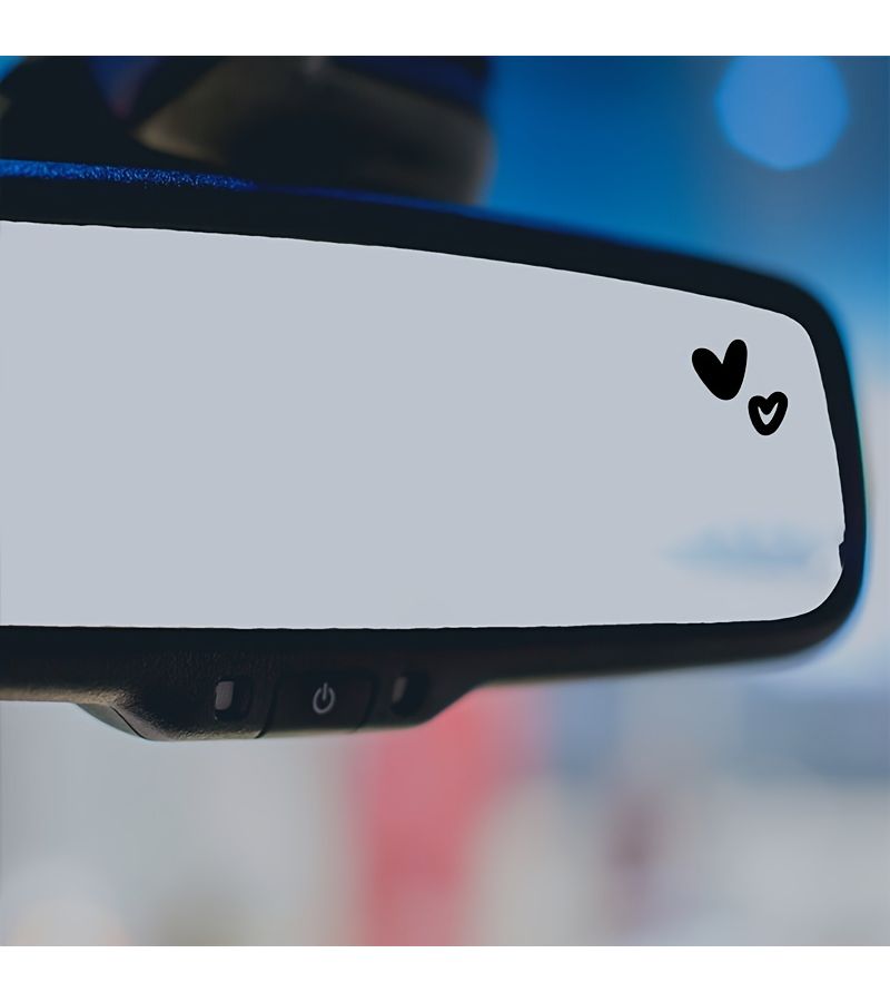 2 Cute Little Heart Stickers Glossy Vinyl Self Adhesive Car Mirror Decals Irregular Shape Single Use Aesthetic Heart Stickers Dreamy Theme Heart Pattern Black - Image 4