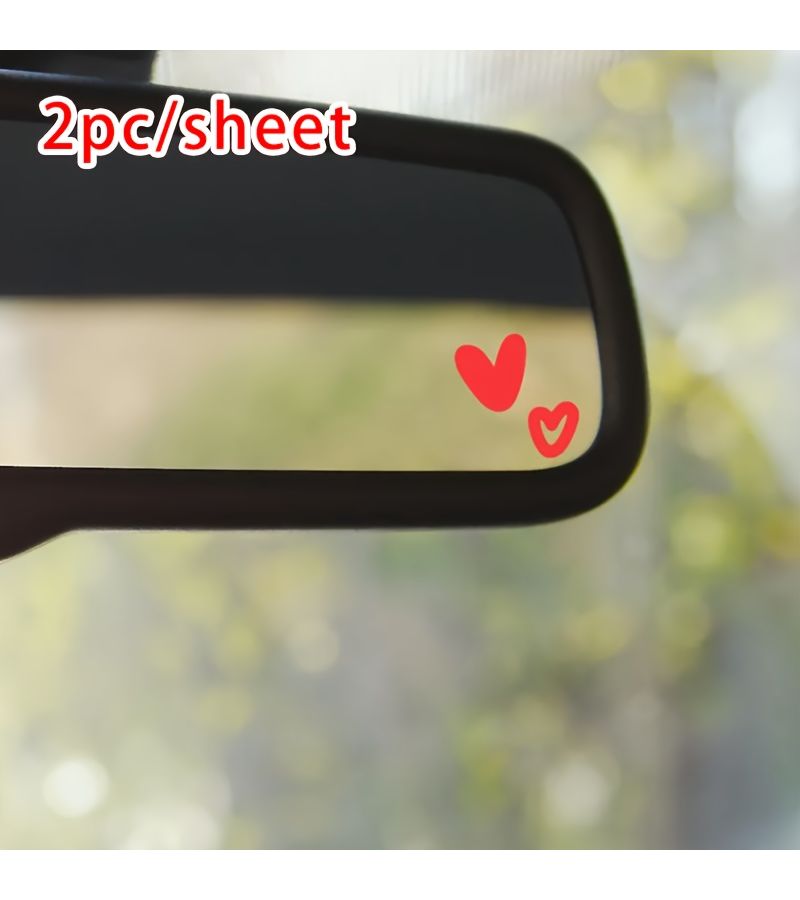 2 Cute Little Heart Stickers Glossy Vinyl Self Adhesive Car Mirror Decals Irregular Shape Single Use Aesthetic Heart Stickers Dreamy Theme Heart Pattern Black - Image 5