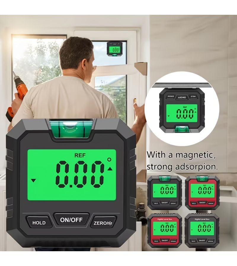 90 Degree Magnetic Digital Angle Finder Cube With LCD Backlight For Woodworking Bevel Gauge Measurement Renovation Projects Black - Image 1