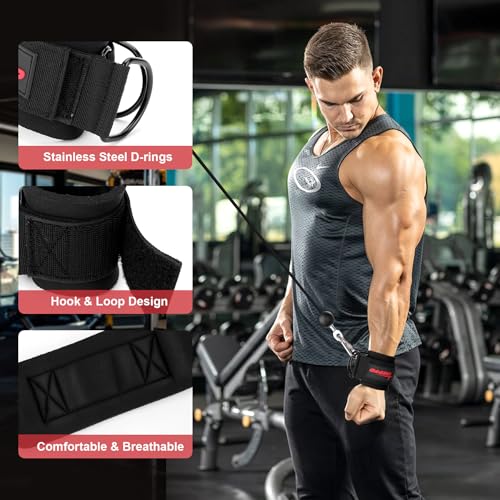 JWPFD Wrist Straps for Cable Machines Wrist Cuffs for Men Woman Neoprene Padded Straps for Gym Strength Training Equipment (Black, M) - Image 4