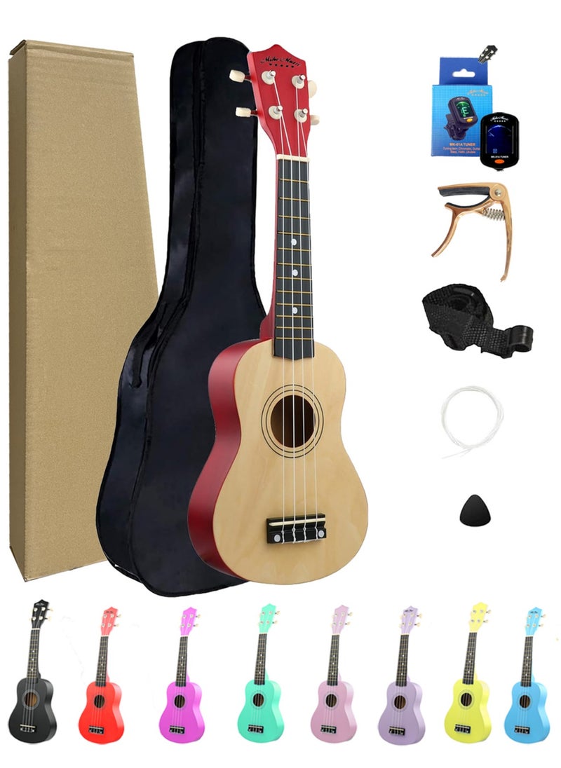 Beginner Ukulele Set for Kids Adults 21 inch Ukuleles Starter Kit Hawaii Mini Guitars for Students Small Guitar Ukulele with Gig Bag, Digital Tuner, Capo, Belt, 1 Spare String and Pick (Natural) - pzsku/ZE594FDE411F1A0C25386Z/45/_/1721660951/962e8336-d3e1-40c2-b7a4-3737b7e33b0b