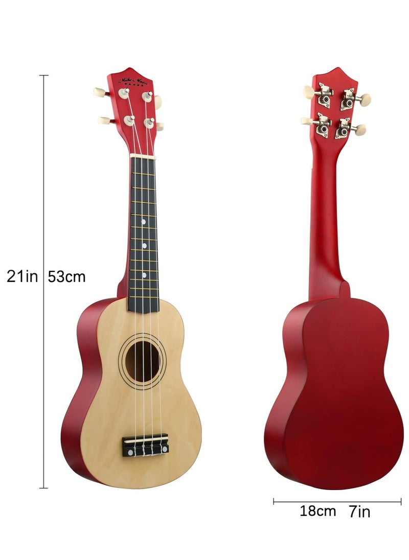 Mike Music - Beginner Ukulele Set for Kids Adults 21 inch Ukuleles Starter Kit Hawaii Mini Guitars for Students Small Guitar Ukulele with Gig Bag, Digital Tuner, Capo, Belt, 1 Spare String and Pick (Natural) - Image 1