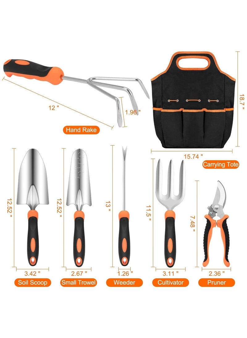 Arabest 7 PCs Gardening Tool Set, Stainless Steel Heavy Duty Gardening Tools with Non-Slip Rubber Handle and Storage Tote Bag - Image 3
