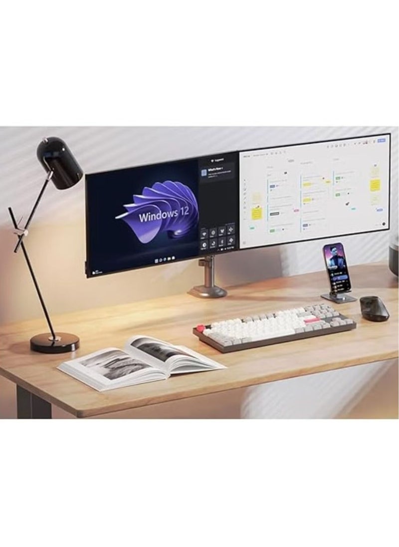 NB Title: H180 Dual Screen Desktop Mount - Adjustable Monitor Arm for 22" to 32" Screens - Ergonomic Stand for 2 Monitors, Full Motion Swivel, Tilt, and Rotation - Black  - Image 5