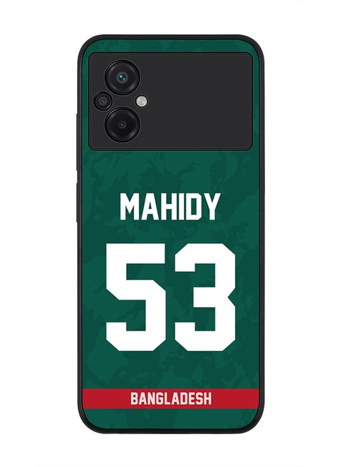 Rugged Black Edge Case for Xiaomi Poco M5, Slim fit Soft Case Flexible Rubber Edges Thin Cover - Player Name - Mehidy Hasan Miraz, Jersey Number- 53