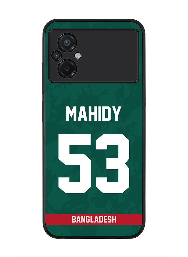 Rugged Black Edge Case for Xiaomi Poco M5, Slim fit Soft Case Flexible Rubber Edges Thin Cover - Player Name - Mehidy Hasan Miraz, Jersey Number- 53