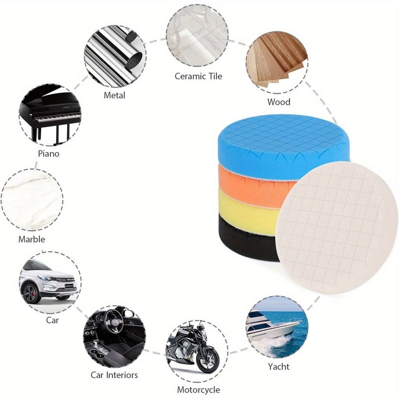 6 Inch Polishing Pads 5pcs Set Composite Buffing Sponge Pads For Car Buffer Polisher Compound And Waxing - Image 4