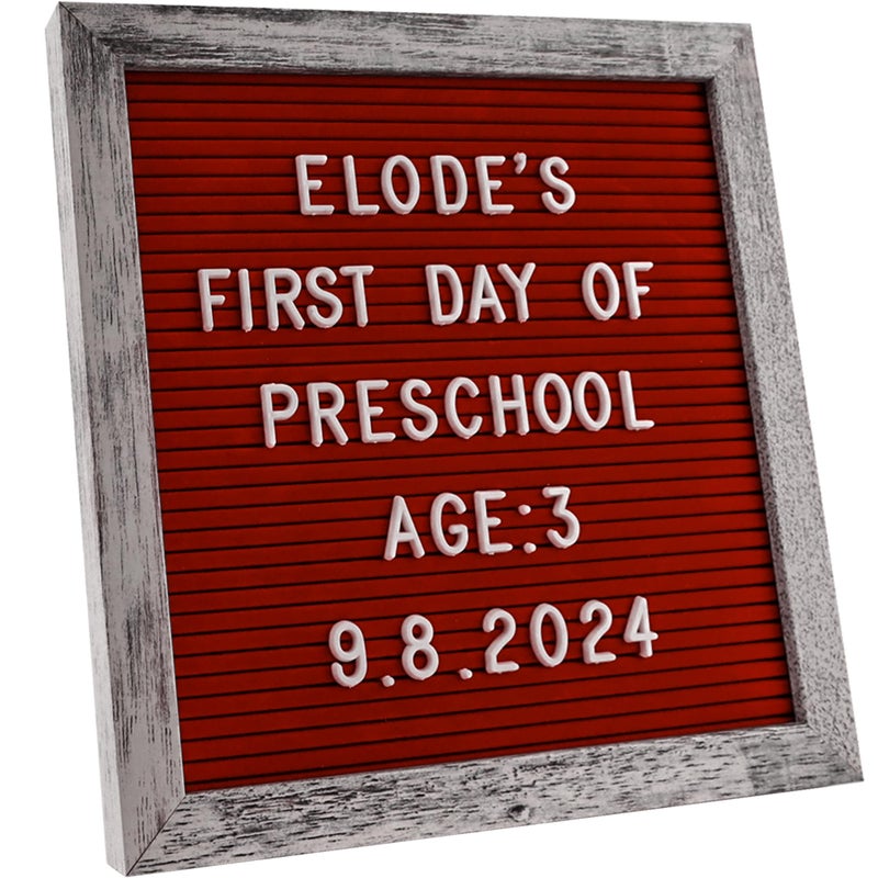 C Crystal Lemon Felt Letter Board  10X10 Inches  336 Letters Numbers & Symbols  Changeable Wooden Message Sign  Wood Frame  Wall Mount  With Display Stand (Rustic Red) - Image 1