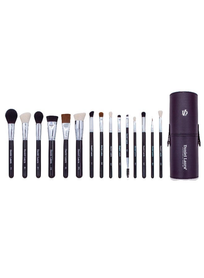 دانیال لورا مجموعة فرش مكياج ستوديو، ١٥ قطعة، تشمل فراشي لكريم الأساس، البودرة، ظلال العيون، الحواجب، المزج (Blending)، أحمر الخدود، خافي العيوب (Concealers)، والرموش. تتميز بشعيرات نباتية (فيجن) فائقة النعومة - Image 2