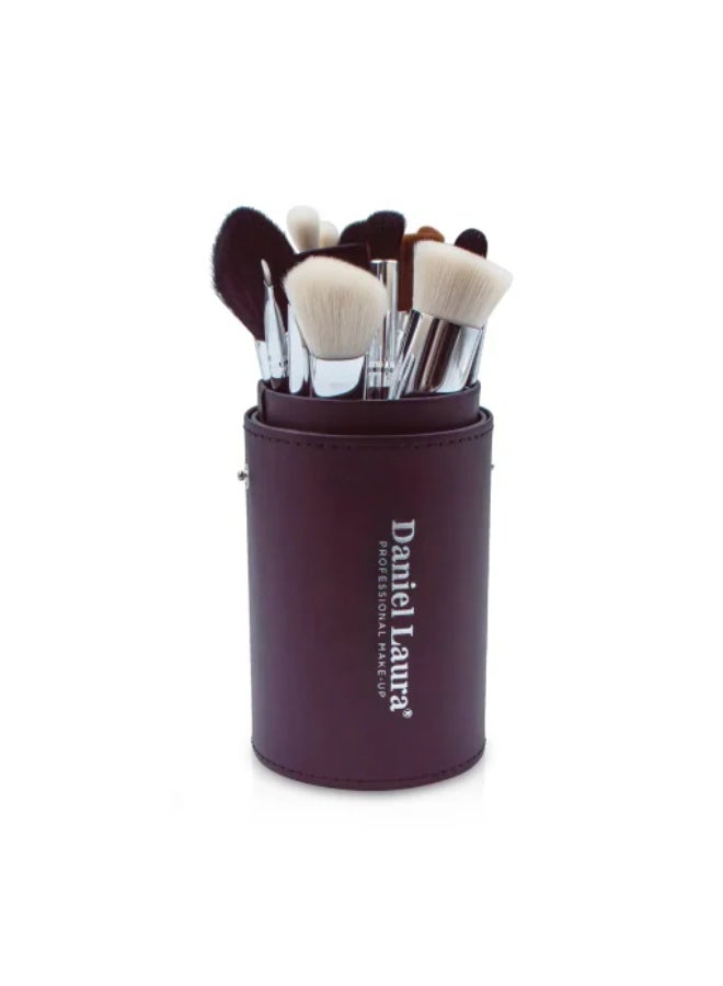 دانیال لورا مجموعة فرش مكياج ستوديو، ١٥ قطعة، تشمل فراشي لكريم الأساس، البودرة، ظلال العيون، الحواجب، المزج (Blending)، أحمر الخدود، خافي العيوب (Concealers)، والرموش. تتميز بشعيرات نباتية (فيجن) فائقة النعومة - Image 4