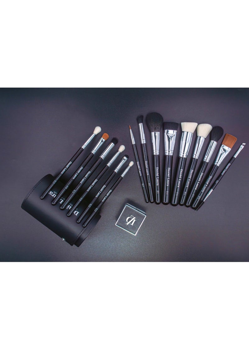 دانیال لورا مجموعة فرش مكياج ستوديو، ١٥ قطعة، تشمل فراشي لكريم الأساس، البودرة، ظلال العيون، الحواجب، المزج (Blending)، أحمر الخدود، خافي العيوب (Concealers)، والرموش. تتميز بشعيرات نباتية (فيجن) فائقة النعومة - Image 5