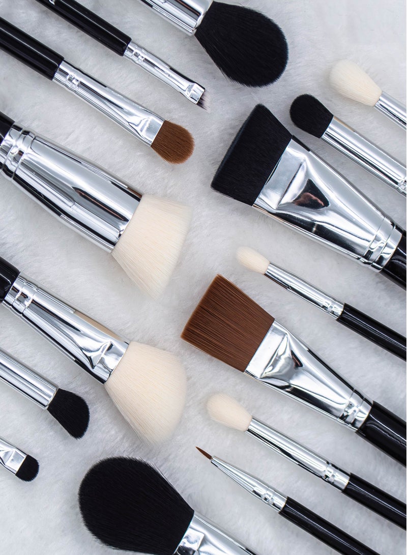 دانیال لورا مجموعة فرش مكياج ستوديو، ١٥ قطعة، تشمل فراشي لكريم الأساس، البودرة، ظلال العيون، الحواجب، المزج (Blending)، أحمر الخدود، خافي العيوب (Concealers)، والرموش. تتميز بشعيرات نباتية (فيجن) فائقة النعومة - Image 3