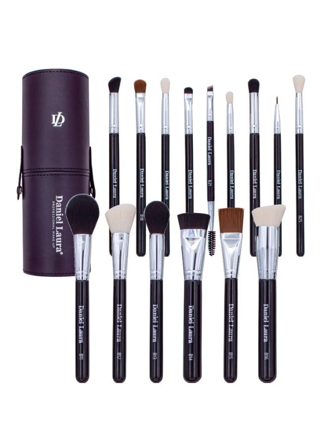 Daniel Laura Studio full face Makeup Brush Set |15 Pcs Makeup Brushes of foundation, powder, eye shadow, eyebrow, blend, blush, concealer, featuring | Soft vegan bristles |Travel brush set with Holder - Image 1