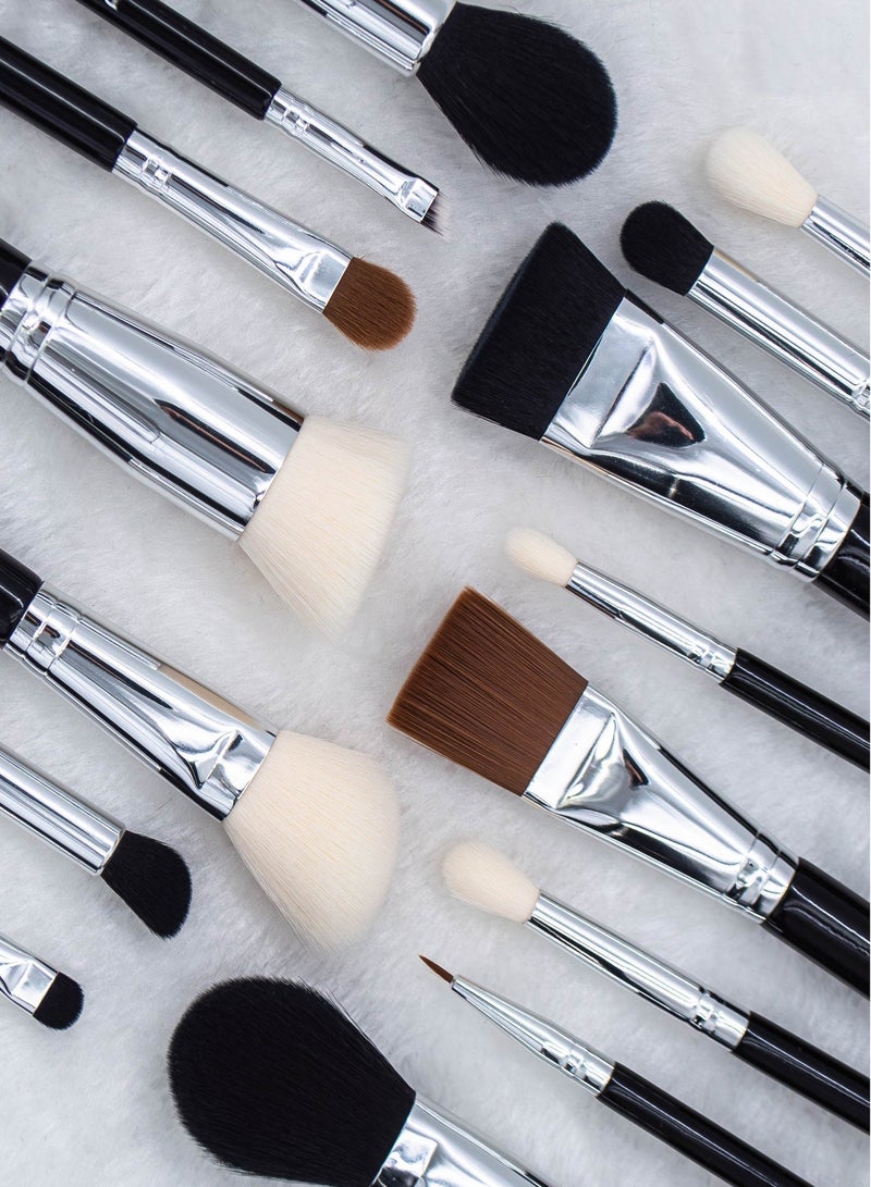 Daniel Laura Studio full face Makeup Brush Set |15 Pcs Makeup Brushes of foundation, powder, eye shadow, eyebrow, blend, blush, concealer, featuring | Soft vegan bristles |Travel brush set with Holder - Image 2