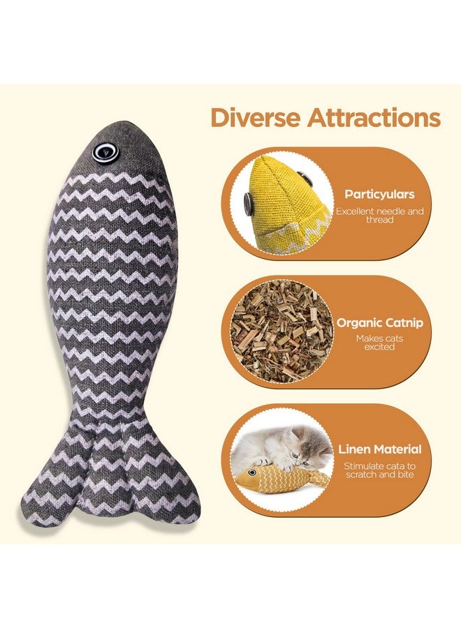 Indoor Cat Toys for Catnip Fish: 3 Packs Simulation Fish Shape Soft Linen Exercise Kicker Toys, Chew Bite Supplies for Cat Toys Self Play - Image 2
