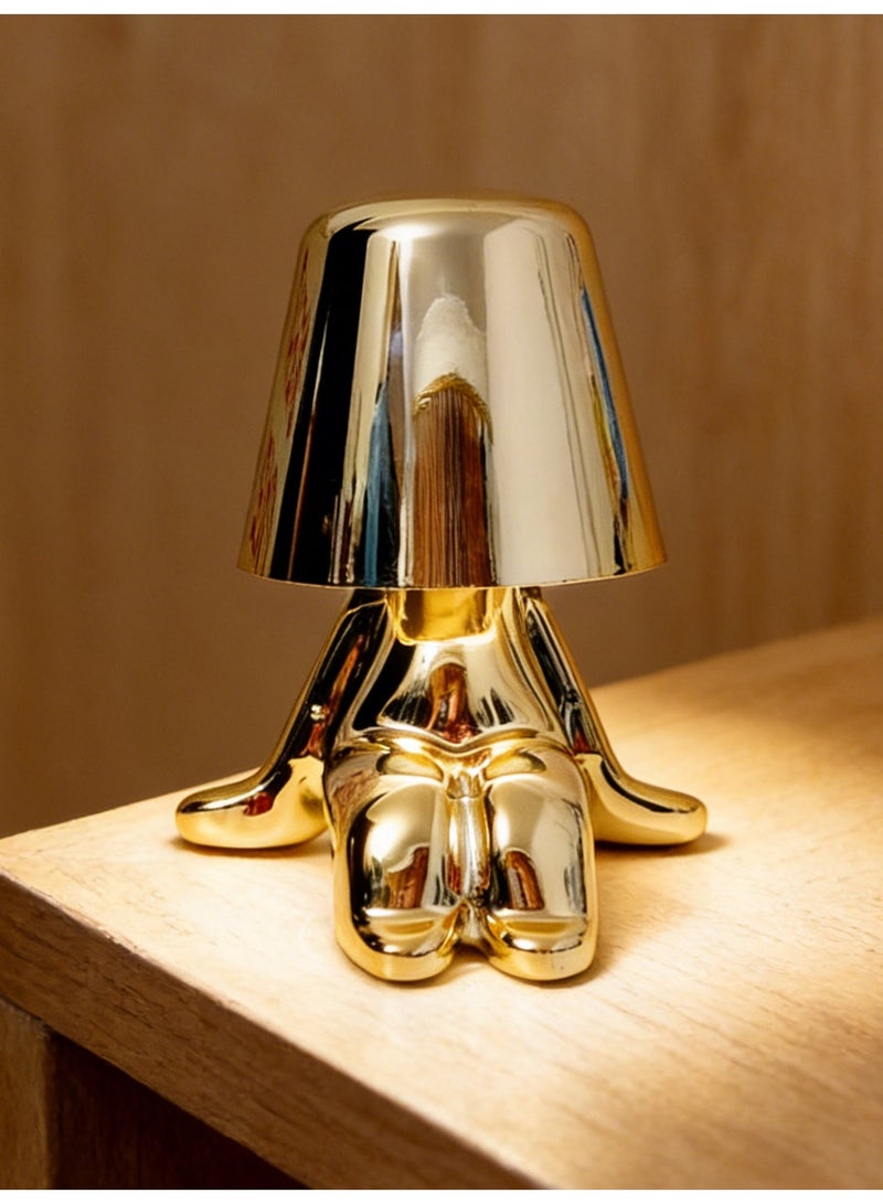 Little Golden Man Night Light, Cordless LED Table Lamp with Touch Sensor, 3-Level Dimming & Rechargeable Battery, Creative Decorative Desk Light for Home Office, Bedroom, Living Room, Unique Gift for Friends - Image 1