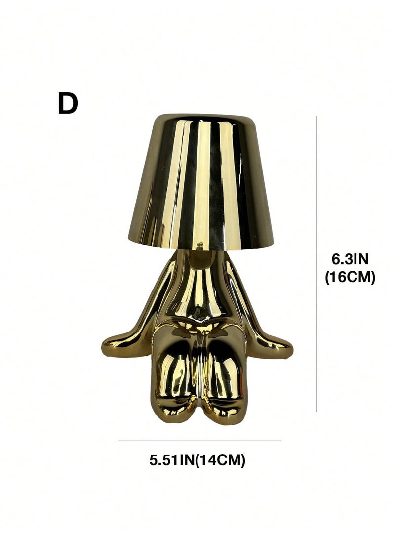 Little Golden Man Night Light, Cordless LED Table Lamp with Touch Sensor, 3-Level Dimming & Rechargeable Battery, Creative Decorative Desk Light for Home Office, Bedroom, Living Room, Unique Gift for Friends - Image 3