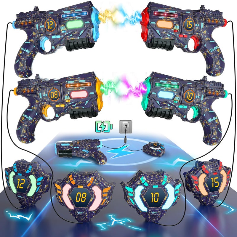 VATOS Rechargeable Realtime Data SYNC Infrared Toy Gun Sets of 4 Gun 4 Vest with Glowing Light Toy Gun Game for Adults Gun Set of 4 for Boys Girls Age 612 Years Old - Image 4