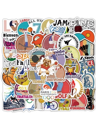 100Pcs Paris 2024 Olympic Games Stickers for Water Bottle, Cool Sport Soccer Waterproof Vinyl Decal for Teen Adult Girl Laptop Computer Skateboard Luggage Guitar Travel Case Bike - view 2