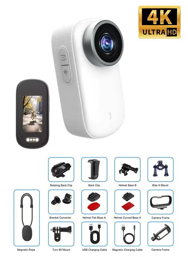 BlueFire 4K Portable WiFi Mini Sports Camera Magnetic Mount Action Camera for Bike, Motorcycle, Pet, and Travel | 130° Ultra-Wide Angle, IP65 Waterproof, USB-C Rechargeable UHD Body Cam | 3-Hour Battery Life, Simultaneous 4K/2K/1080P Recording | Magnetic Clip, Handlebar & Waterproof Mounts Included | Compact Outdoor Adventure Camera for Cyclists, Pet Owners, Vloggers, and Security Monitoring | Lightweight, Durable, and Easy to Mount WiFi Mini Camera - Image 1