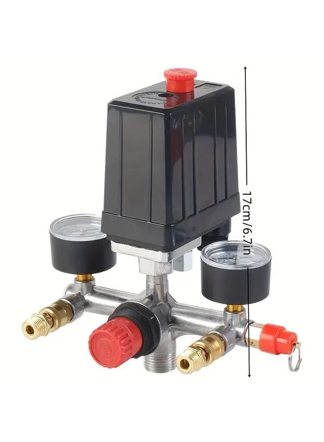 7pcs Heavy Duty Manual Air Compressor Pressure Switch And Gauge Kit All Metal - Image 3